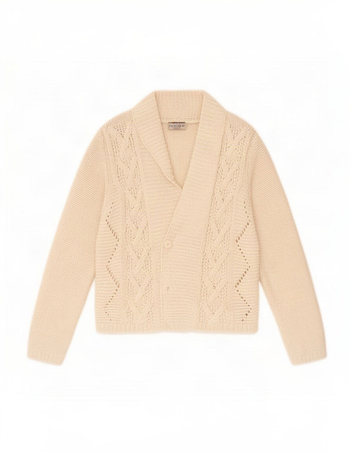 Maglione cardigan aperto da donna Marks & Spencer UK 14 Cotone beige medio