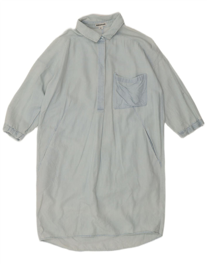 Abito camicia pullover vestibilità ampia da donna Whistles UK 10 piccolo cotone blu