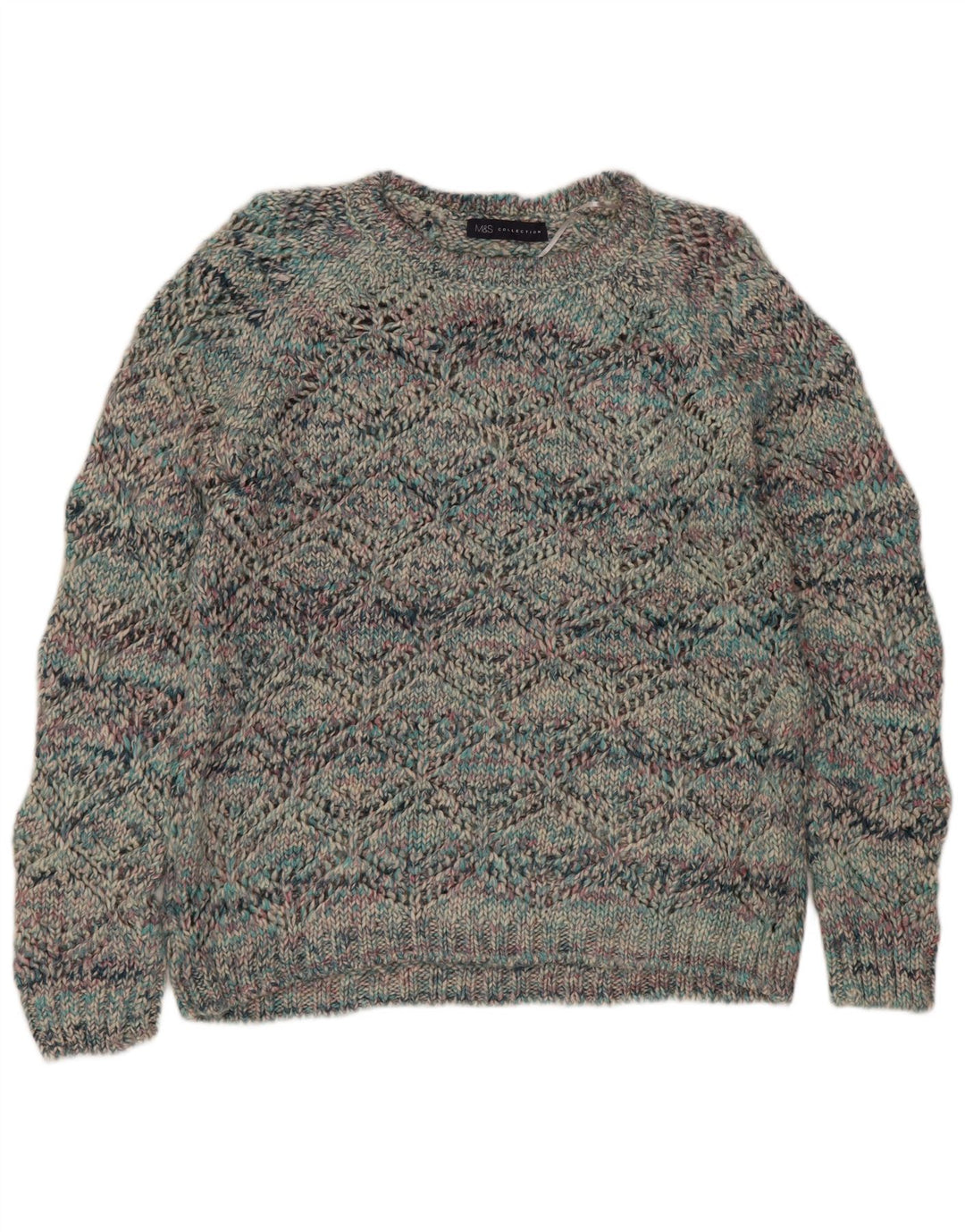 Maglione maglione con scollo a barca da donna Marks & Spencer UK 10 piccolo multicolore