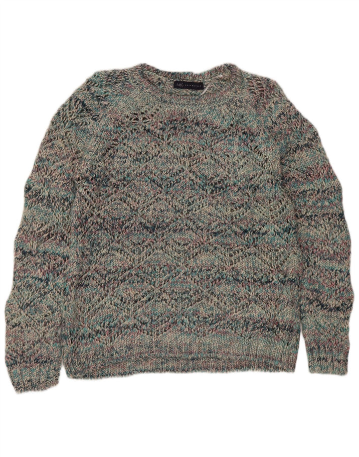 Maglione maglione con scollo a barca da donna Marks & Spencer UK 10 piccolo multicolore