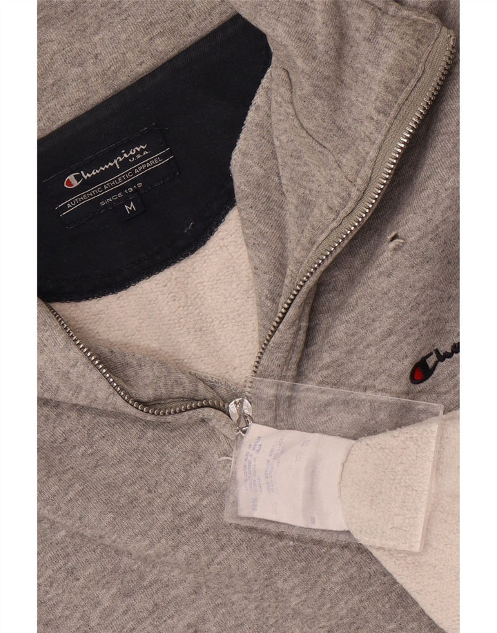 Felpa Champion da uomo con zip e collo, maglione, cotone chiazzato grigio medio