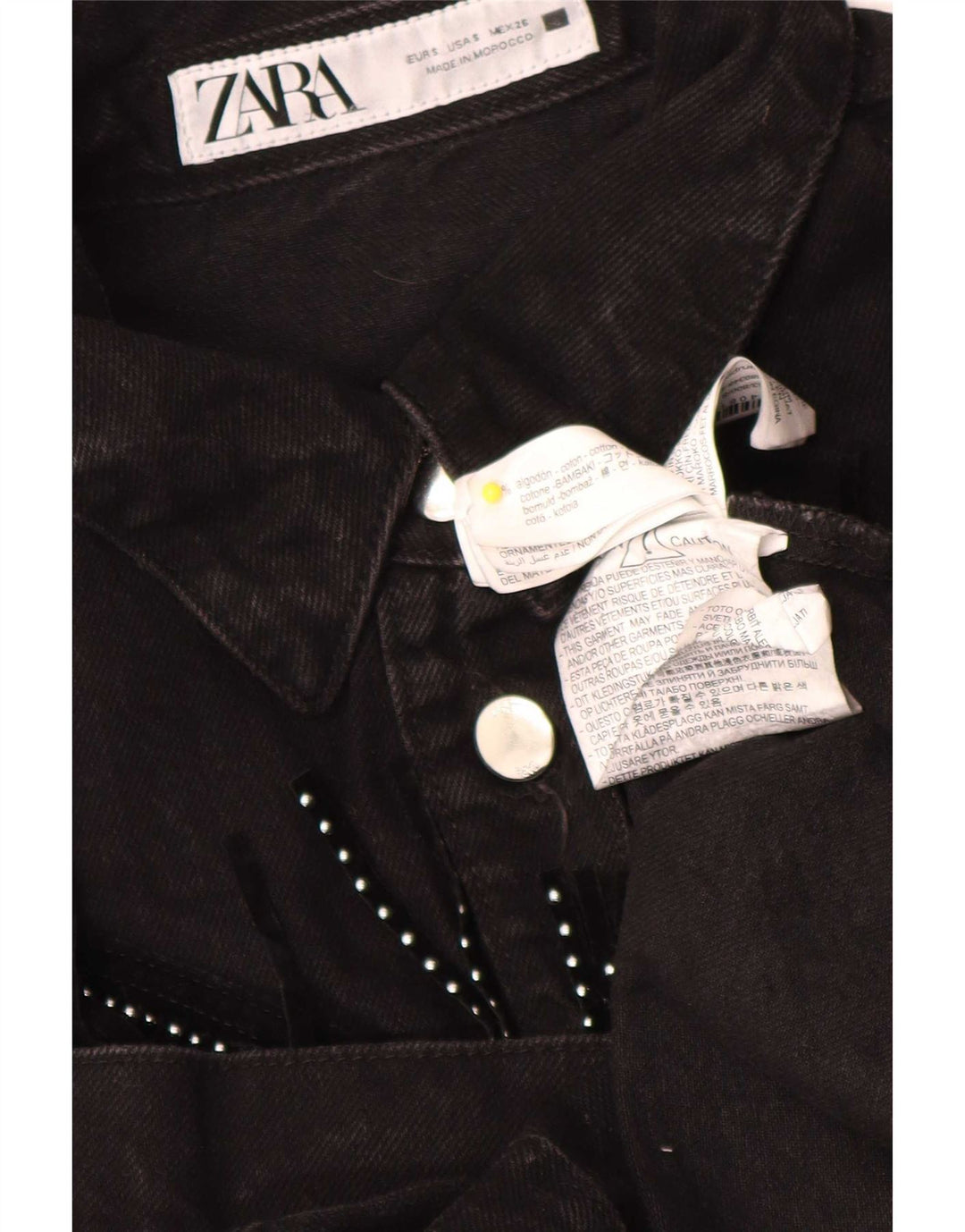 Camicia in denim oversize da donna Zara UK 10 piccola in cotone nero