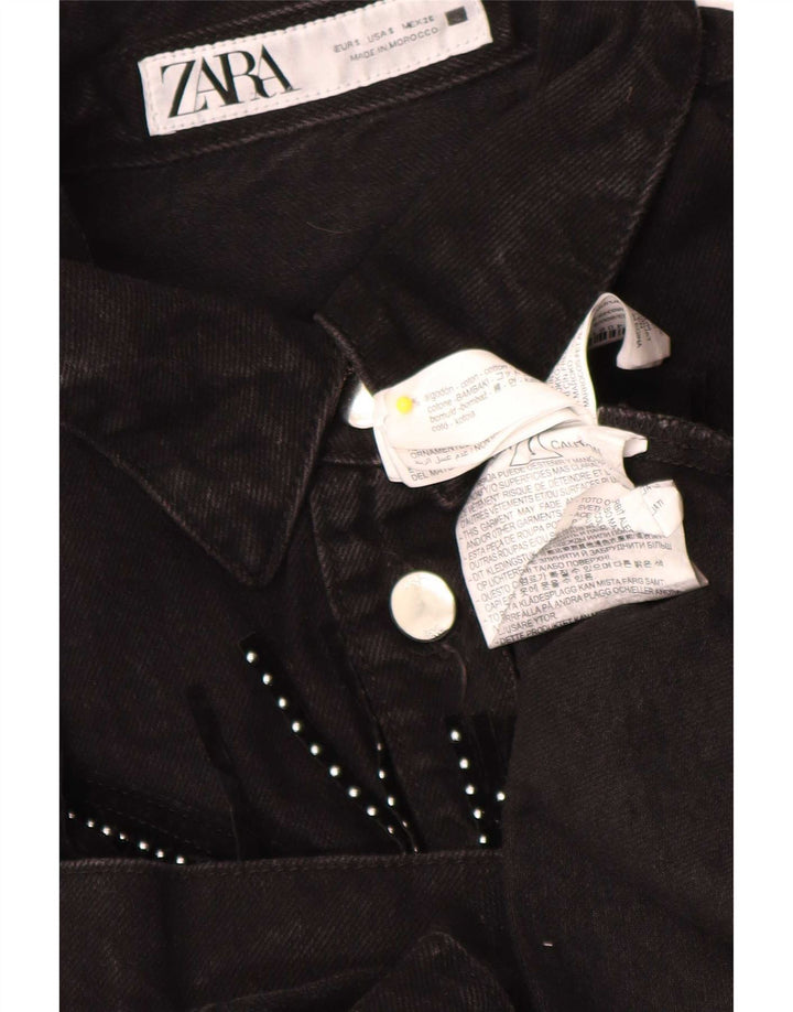 Camicia in denim oversize da donna Zara UK 10 piccola in cotone nero