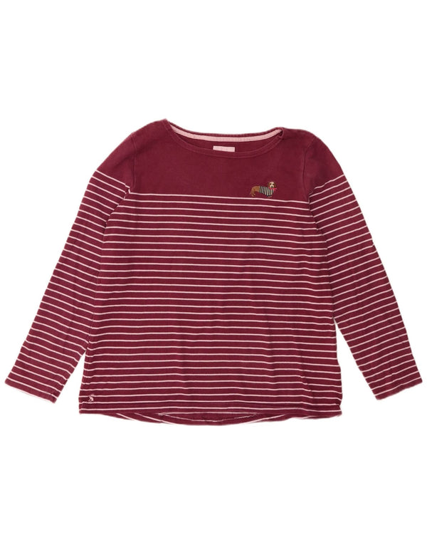 Joules Top da donna a maniche lunghe UK 16 Grande cotone a righe bordeaux