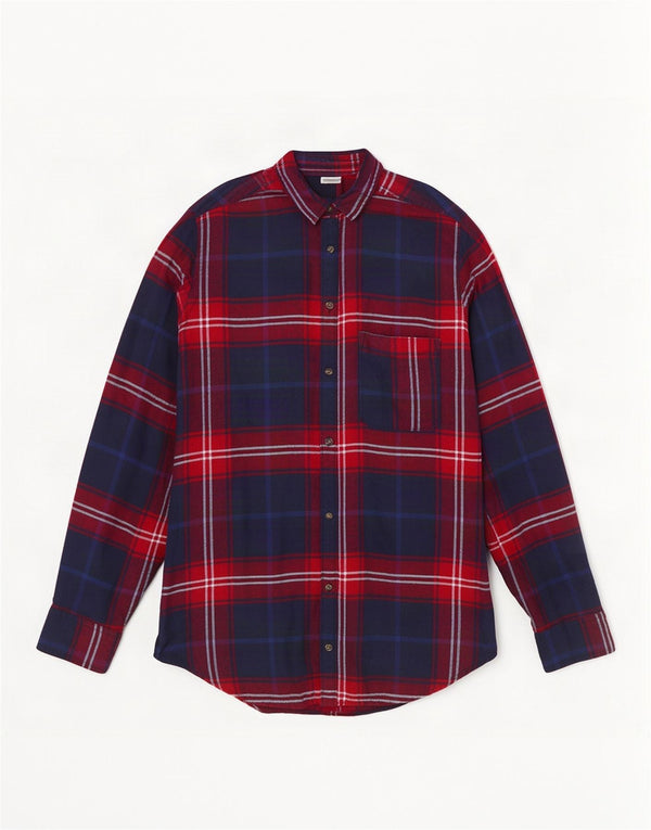 Camicia Hollister da donna in flanella con vestibilità Boyfriend UK 10 piccola viscosa scozzese blu