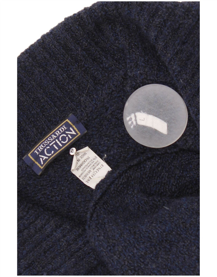 Maglione Cardigan Uomo Trussardi Large Blu Navy in Lana Merino