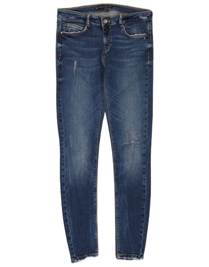 Jeans skinny effetto invecchiato Zara da donna EU 40 medio W30 L28 blu