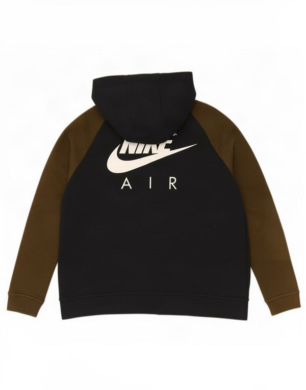 Felpa con cappuccio e zip grafica Nike da uomo in cotone color block medio nero