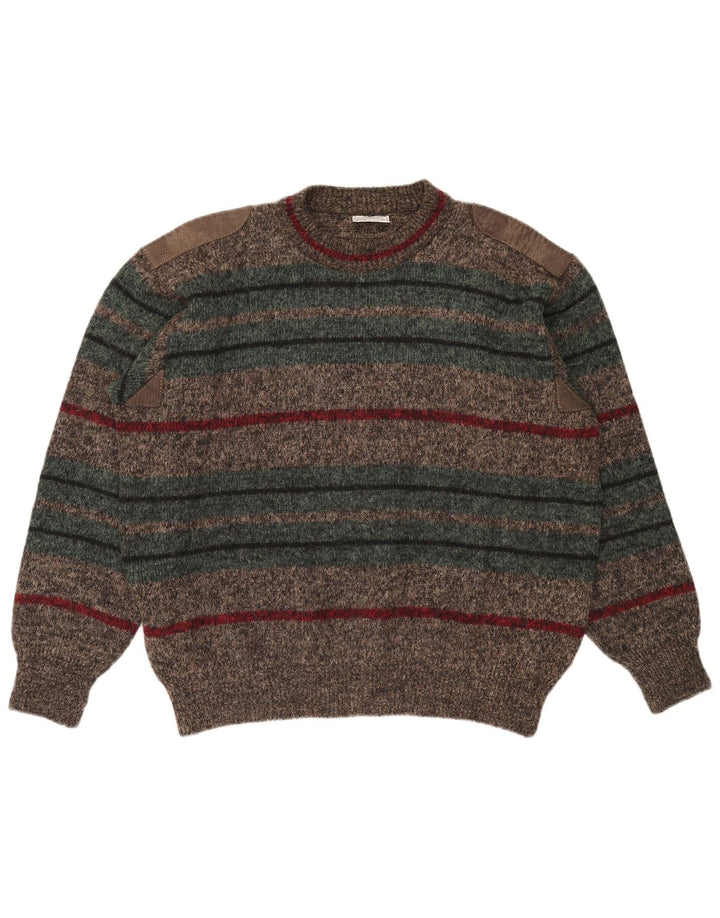 Maglione maglione girocollo da uomo Ranger XL poliammide a righe marroni