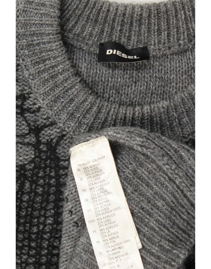 Maglione maglione girocollo da uomo invecchiato Diesel grande acrilico grigio