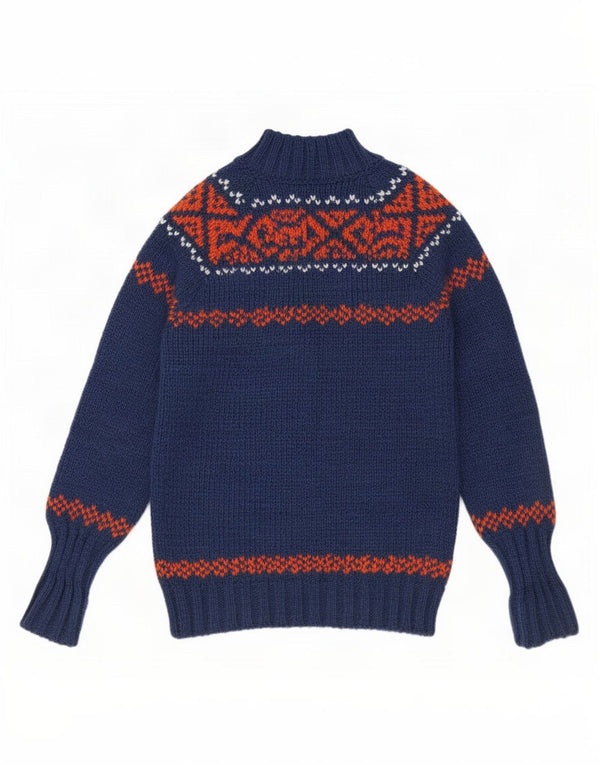 Maglione cardigan bambino Benetton 10-11 anni XL blu Fair Isle acrilico