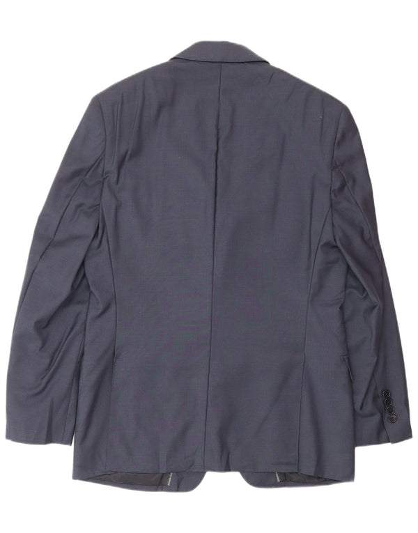 Giacca blazer da uomo a 2 bottoni Dkny UK 38 media lana blu navy