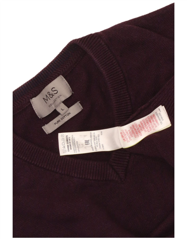 Maglione da uomo con scollo a V Marks & Spencer grande cotone viola