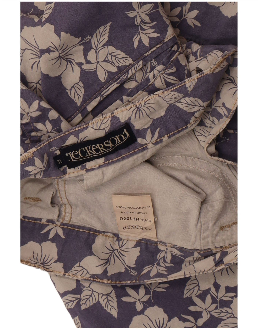 Bermuda da uomo Jeckerson W31 in cotone floreale blu medio