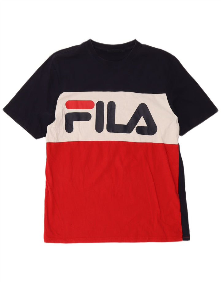 T-shirt grafica da uomo Fila Top grande in cotone color block multicolore