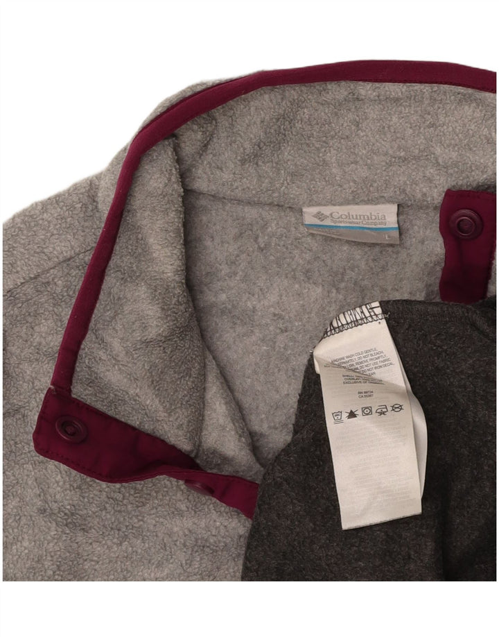 Maglione in pile da donna COLUMBIA con collo a bottoni UK 16 Large Grigio Colourblock