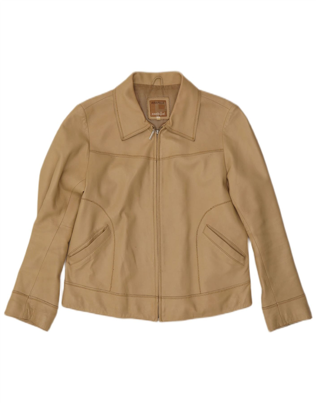 Giacca Pelle Donna Conbipel IT 48 XL Pelle Beige