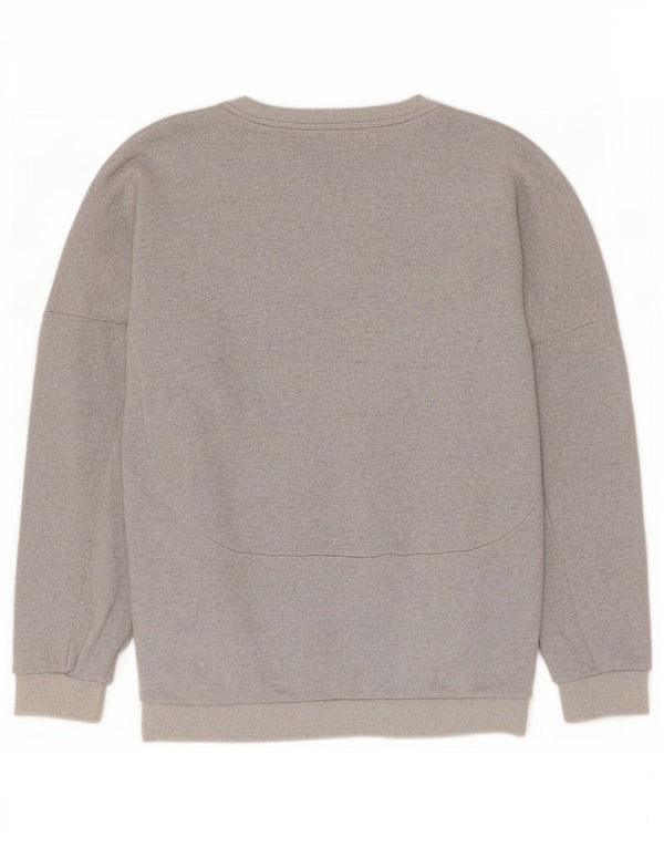 Felpa oversize con grafica Adidas da donna, maglione UK 14, cotone grigio medio