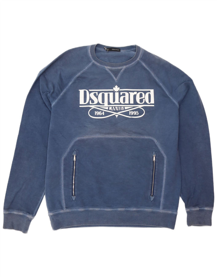 Dsquared2 Felpa grafica da uomo Maglione 2XL Cotone blu