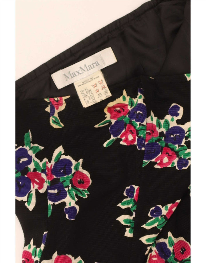 Abito senza spalline da donna Max Mara UK 12 Cotone floreale nero medio