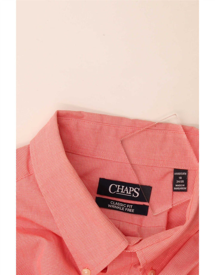 Camicia Chaps da uomo vestibilità classica taglia 18 2XL cotone pied de poule rosa