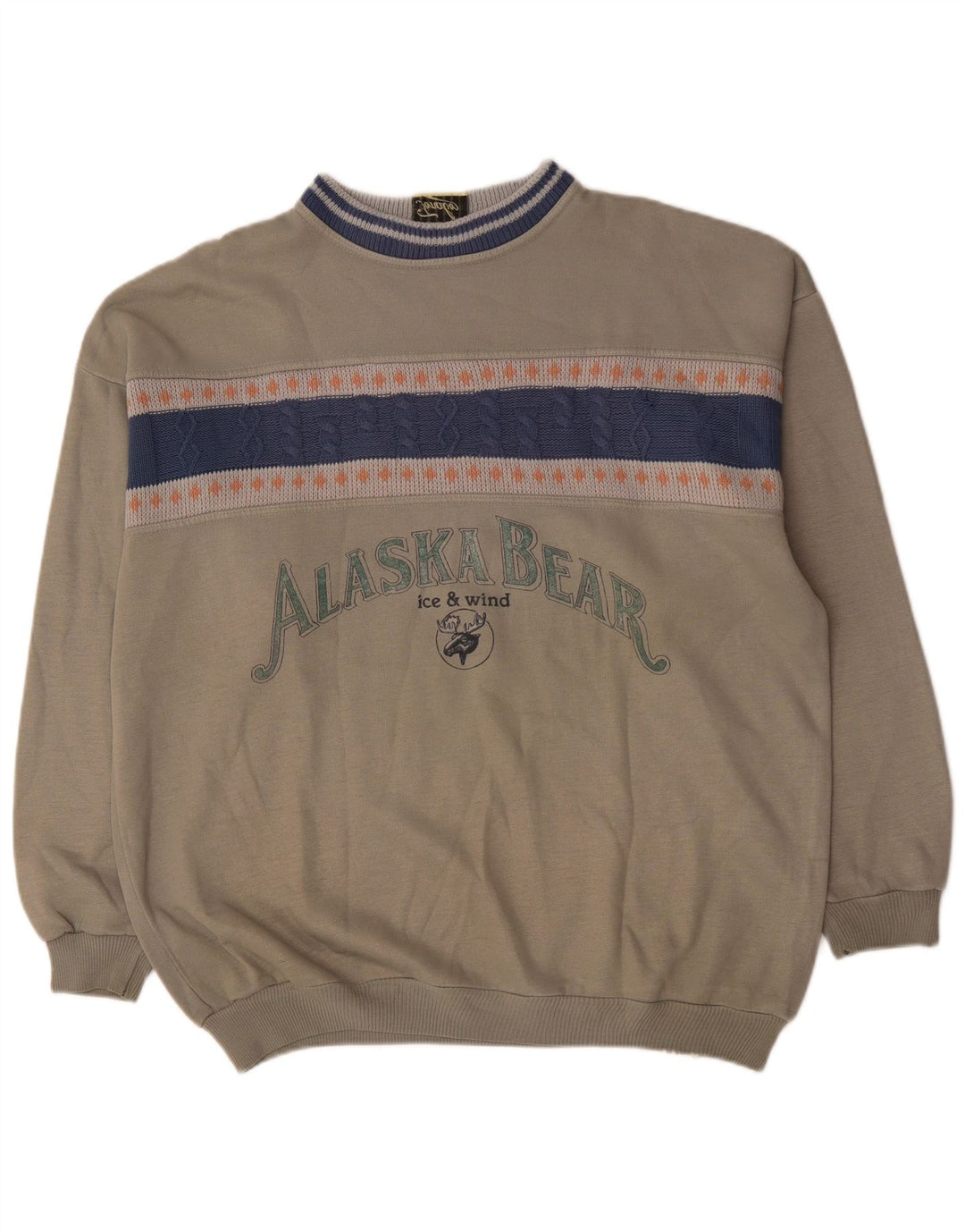 Felpa grafica da uomo vintage maglione XL grigio acrilico color block