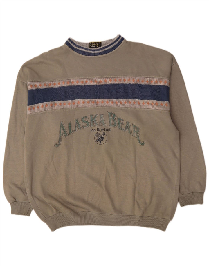 Felpa grafica da uomo vintage maglione XL grigio acrilico color block