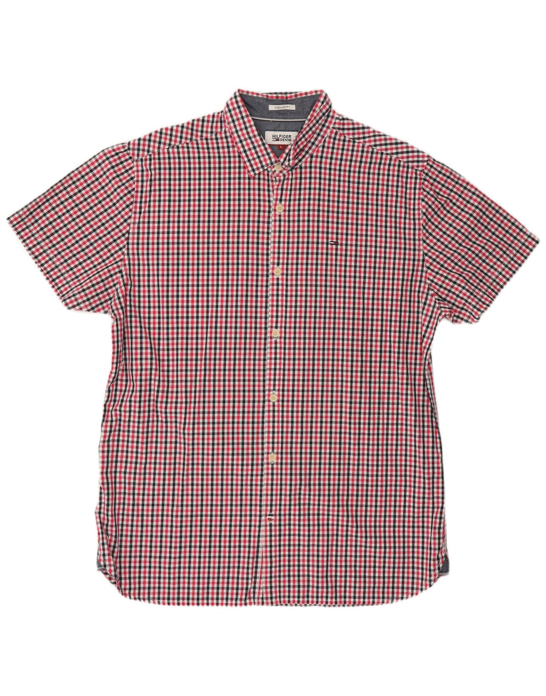 TOMMY HILFIGER Camicia da uomo a maniche corte vestibilità regolare a quadri rossi grandi