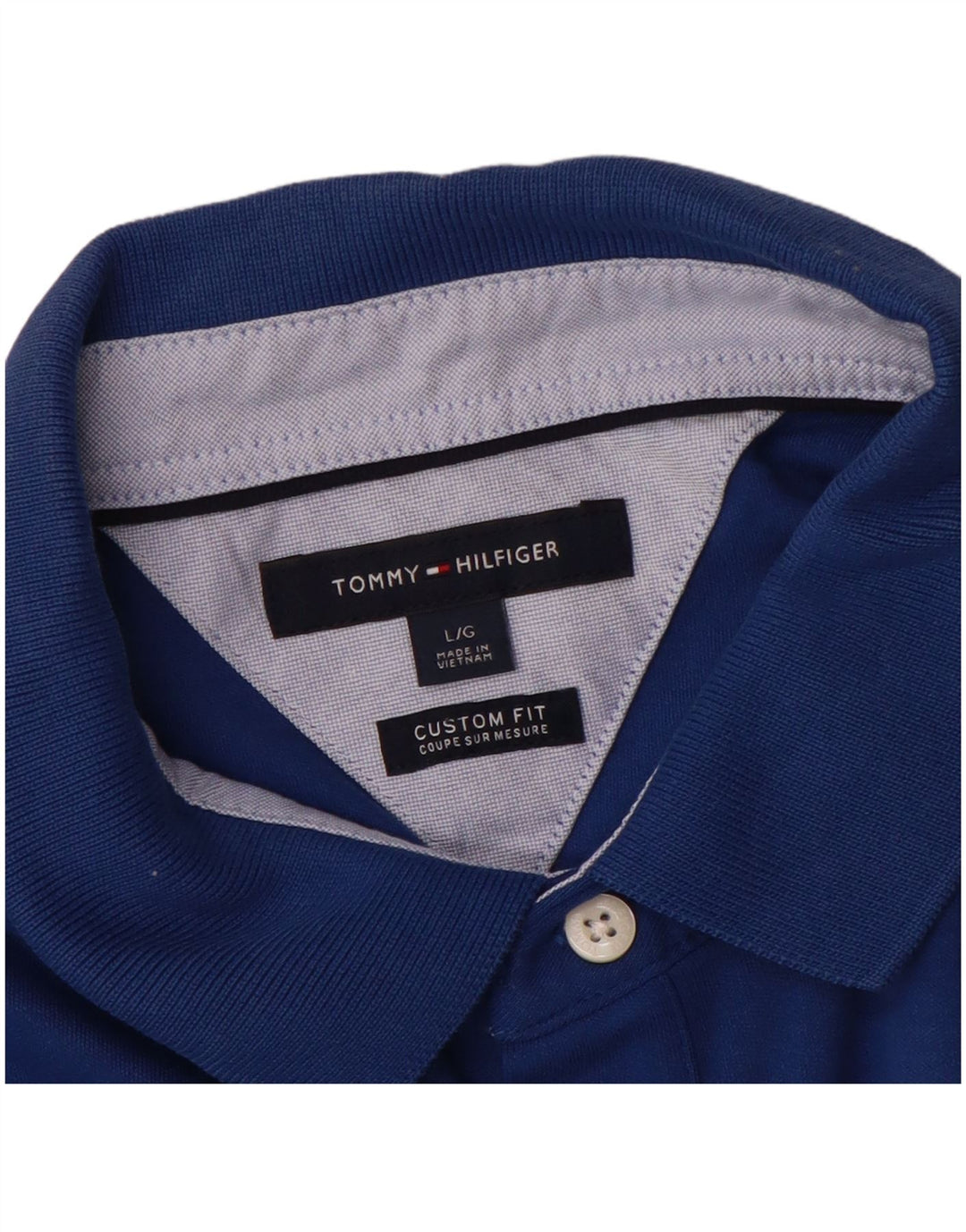 TOMMY HILFIGER Mens Custom Fit Polo Shirt Large Blue Cotton