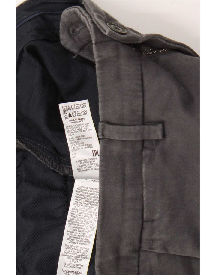 Pantaloni chino slim da uomo Marks & Spencer W32 L33 cotone grigio