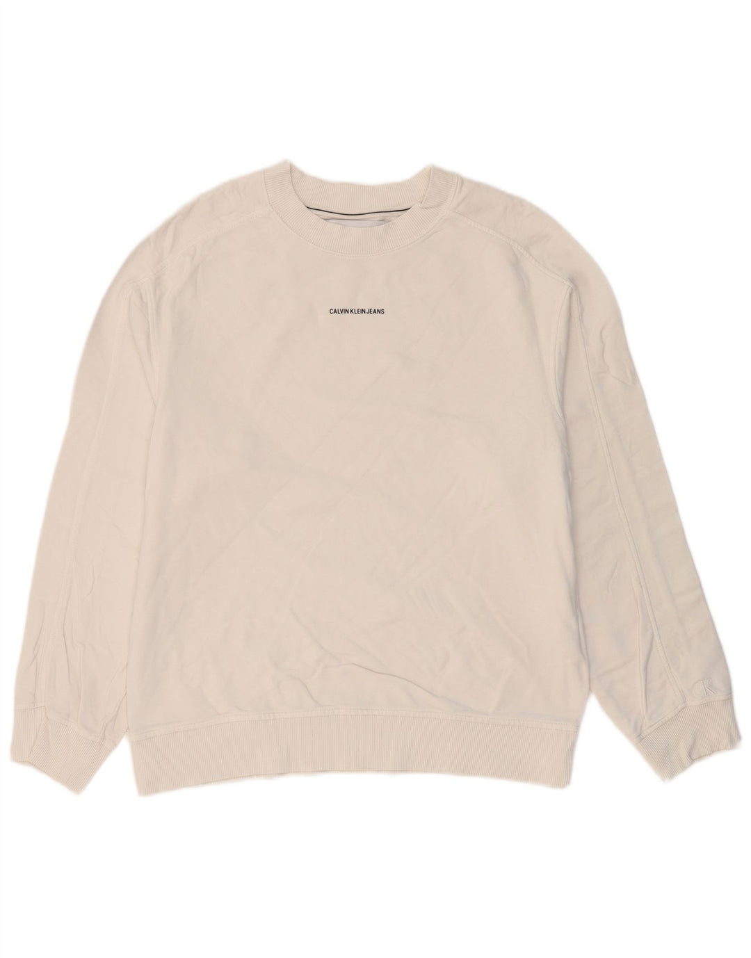 CALVIN KLEIN JEANS Felpa Uomo Maglione Cotone Bianco Medio