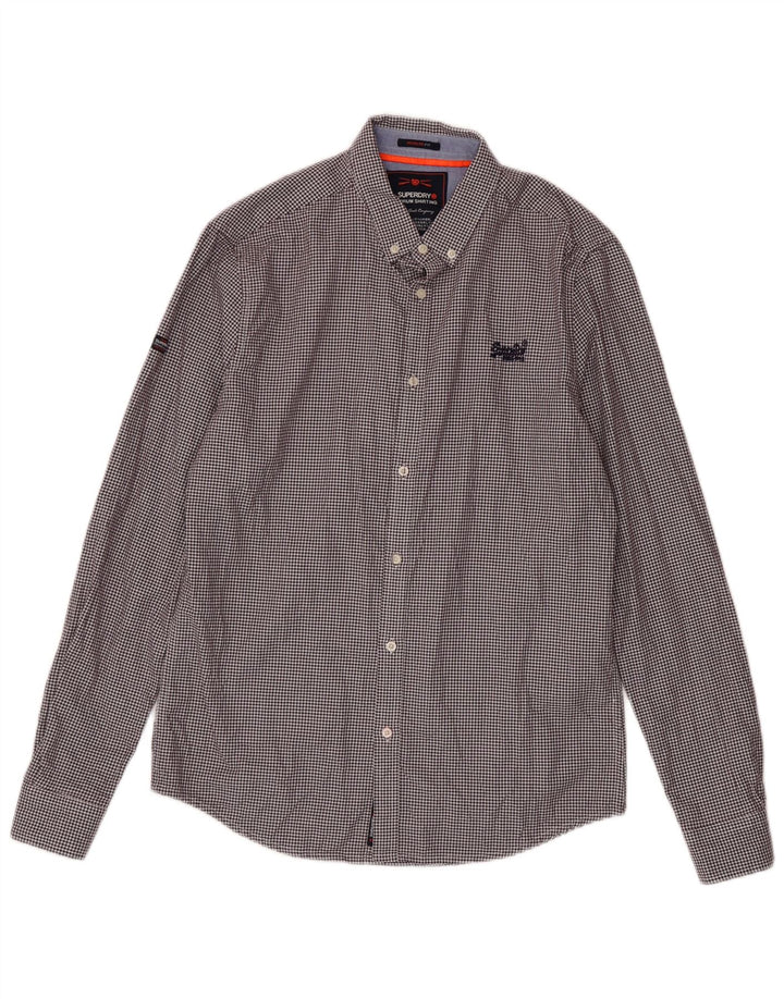 Camicia da uomo Superdry in cotone pied de poule bordeaux medio