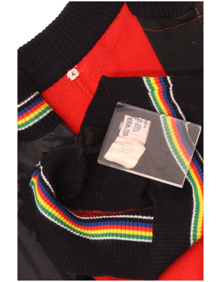Giubbotto bomber vintage da donna UK 14 grande in lana color block nero