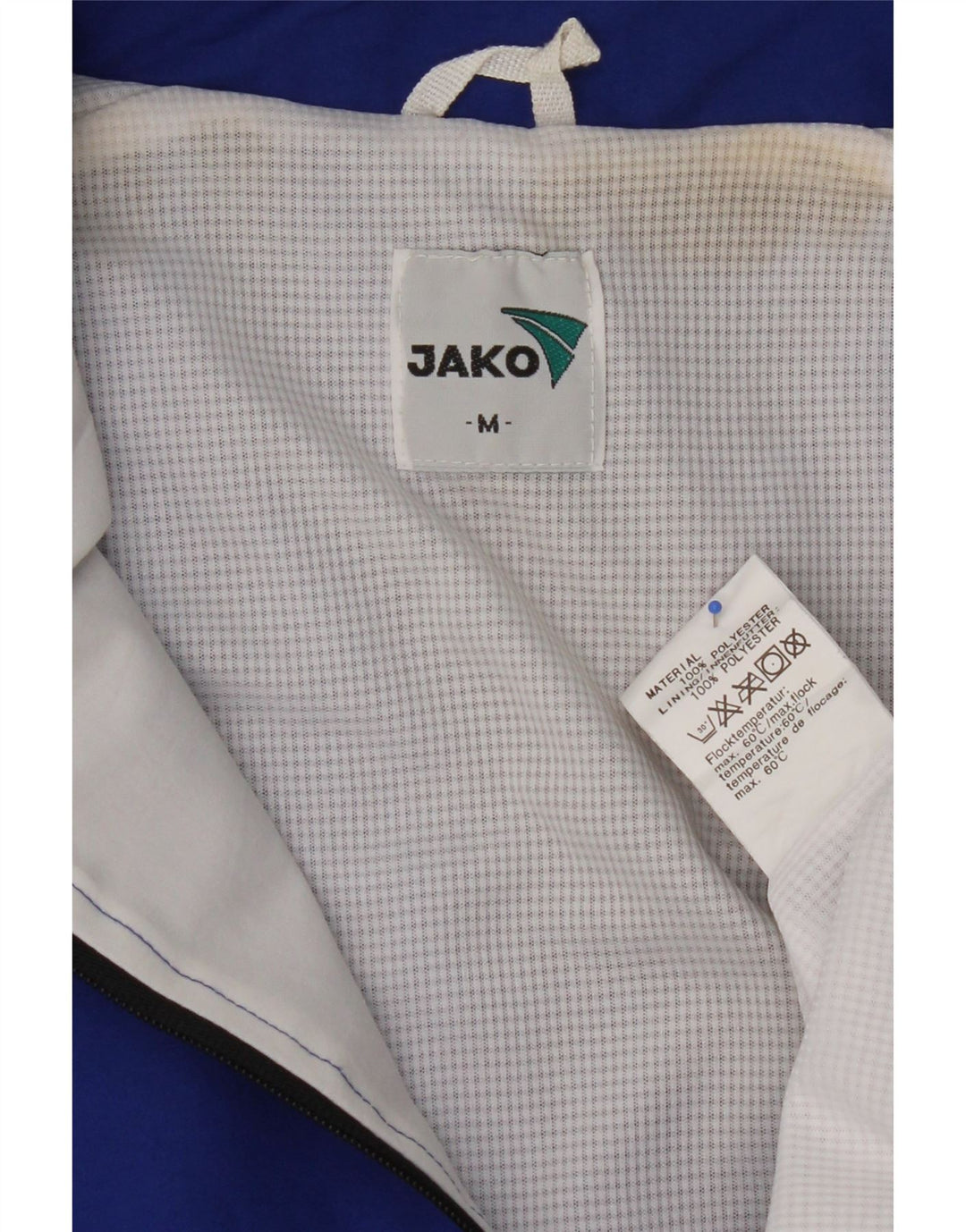 JAKO Mens Loose Fit Tracksuit Top Jacket Medium Blue Colourblock Polyester Vintage Jako and Second-Hand Jako from Messina Hembry 