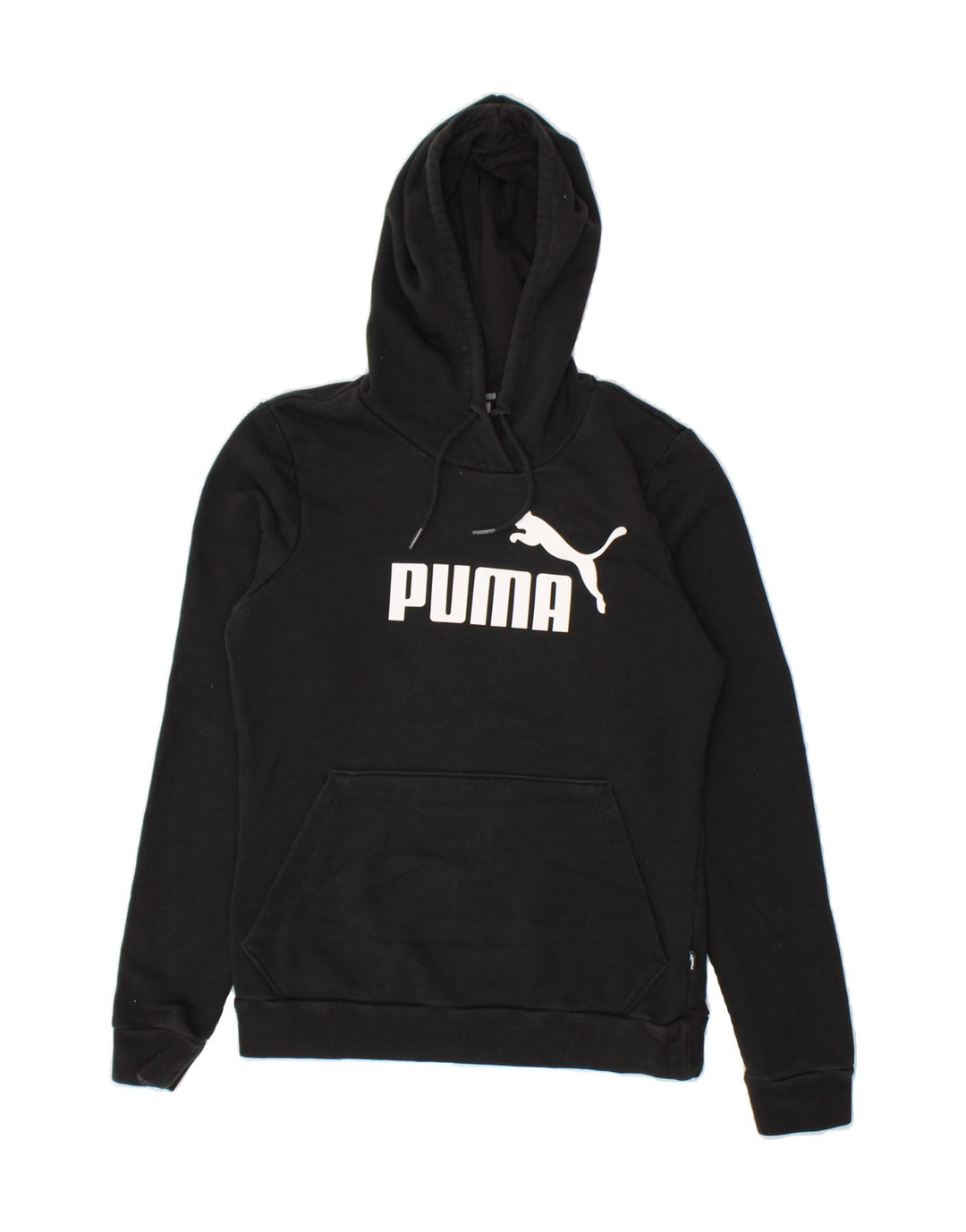 PUMA Mens Graphic Hoodie Jumper UK 10 Small  Black Vintage Puma and Second-Hand Puma from Messina Hembry 