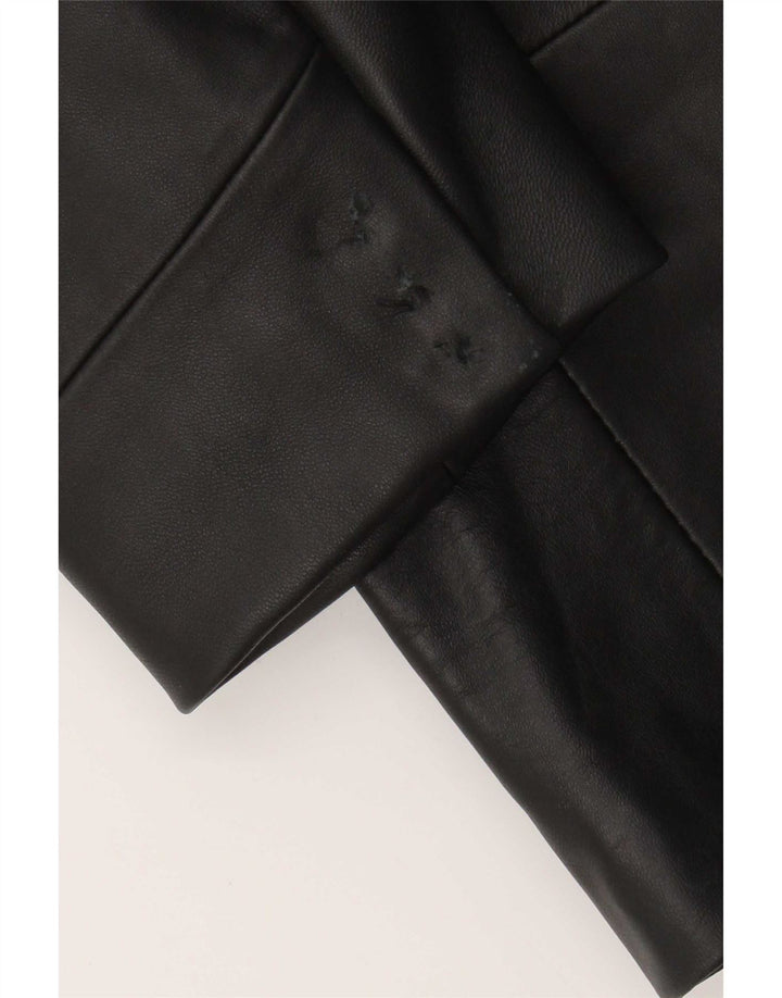 Giacca blazer in pelle vintage da uomo a 3 bottoni IT 52 XL nera