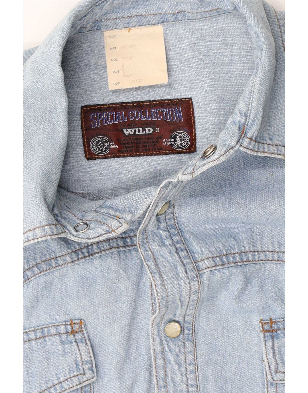Wild Camicia di jeans da uomo grande in cotone blu