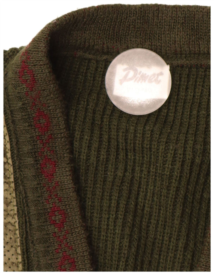 PIMET Mens Cardigan Sweater XL Khaki Geometric