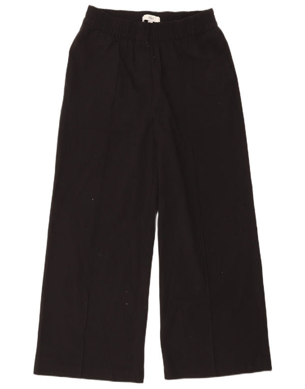 Pantaloni corti da donna Marks & Spencer a gamba larga UK 10 piccoli W30 L25 neri