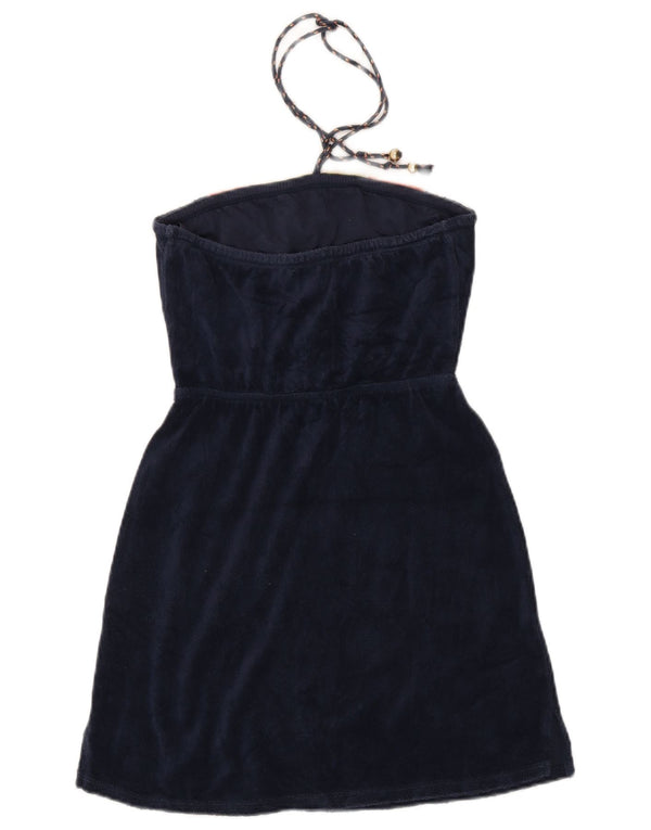 Abito da donna in velluto con scollo all'americana Juicy Couture UK 16 Large Blu Navy Colourblock