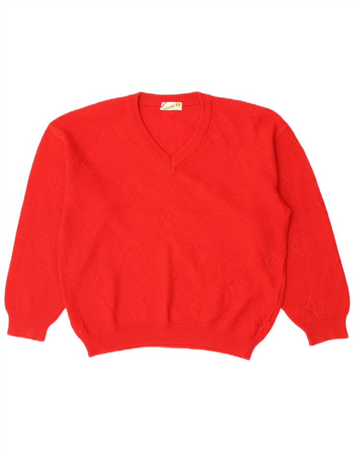 Maglione da uomo con scollo a V Mazzonetto piccolo rosso a rombi/diamante