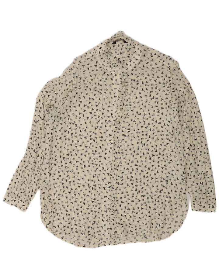 Camicetta camicia oversize da donna Marks & Spencer UK 14 grande floreale bianco sporco