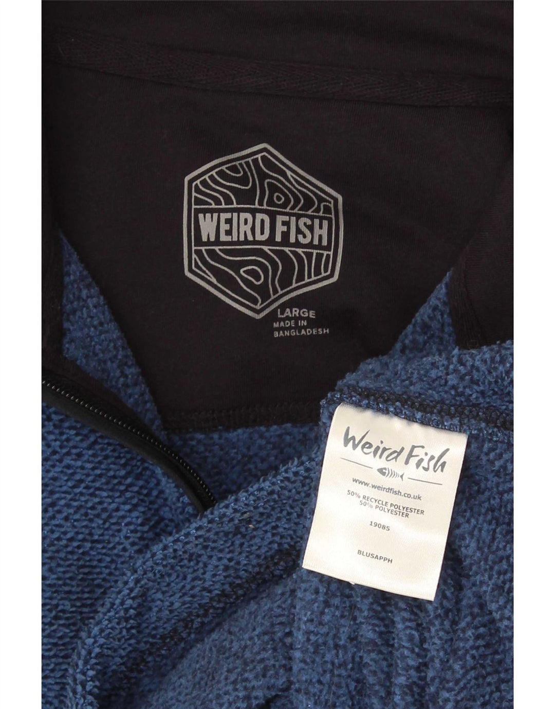 Maglione in pile da uomo con collo con zip Weird Fish, grande poliestere blu