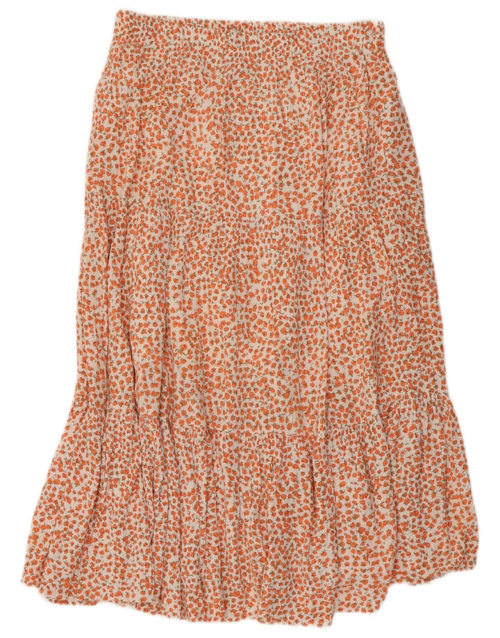 FRENCH CONNECTION Gonna a trapezio da donna US 8 media W30 arancione floreale
