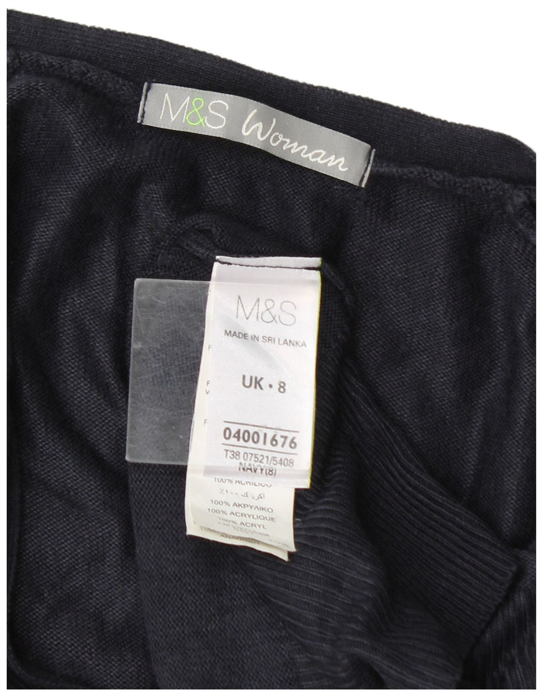 Maglione cardigan da donna Marks & Spencer UK 8 piccolo acrilico blu navy