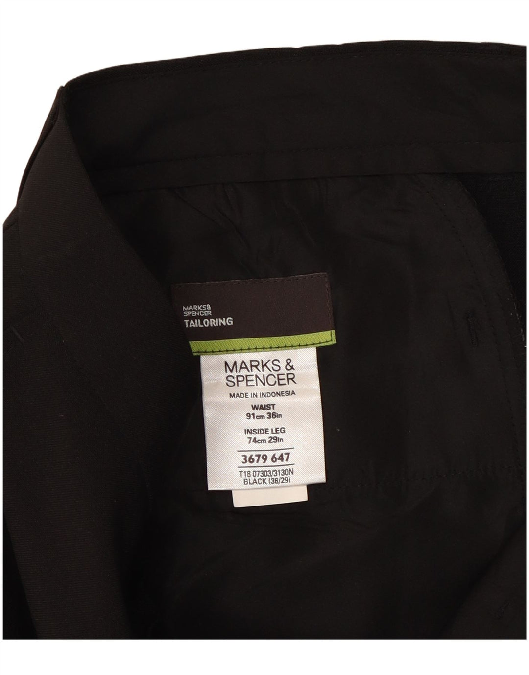 Pantaloni chino dritti da uomo Marks & Spencer W36 L29 poliestere nero