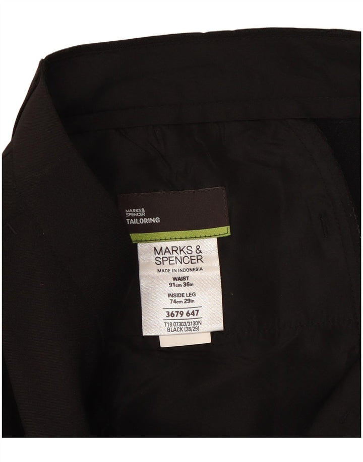 Pantaloni chino dritti da uomo Marks & Spencer W36 L29 poliestere nero
