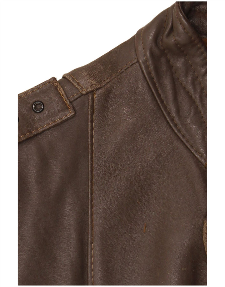 Giacca in pelle militare vintage da uomo IT 52 XL Marrone