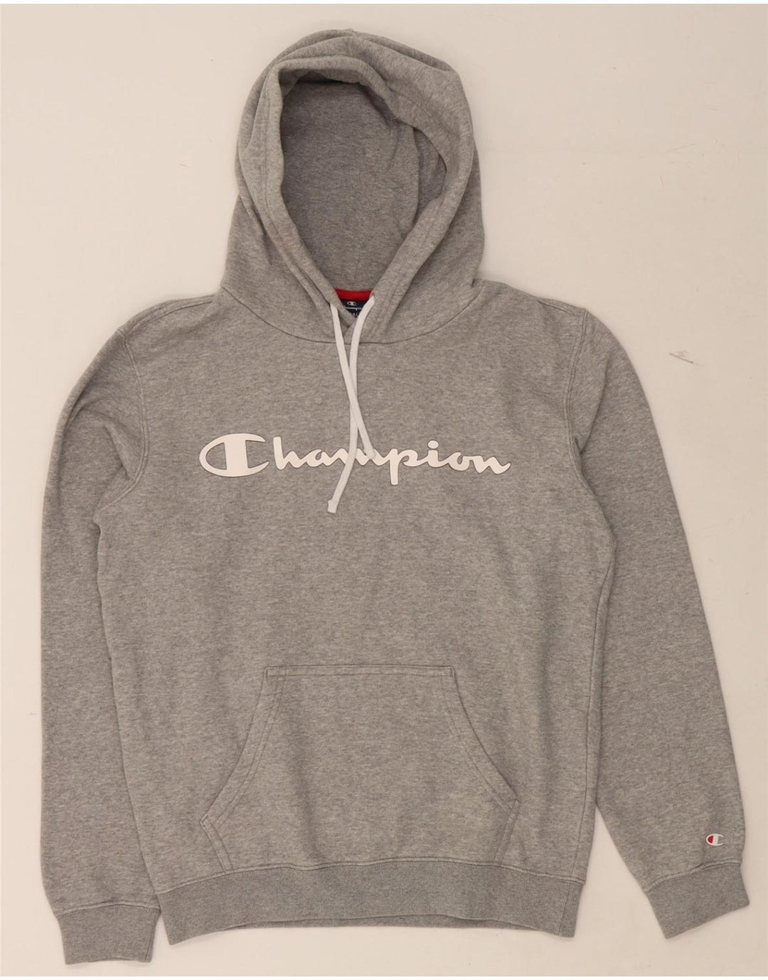 CHAMPION Mens Graphic Hoodie Jumper Small Grey Cotton Vintage Champion and Second-Hand Champion from Messina Hembry 