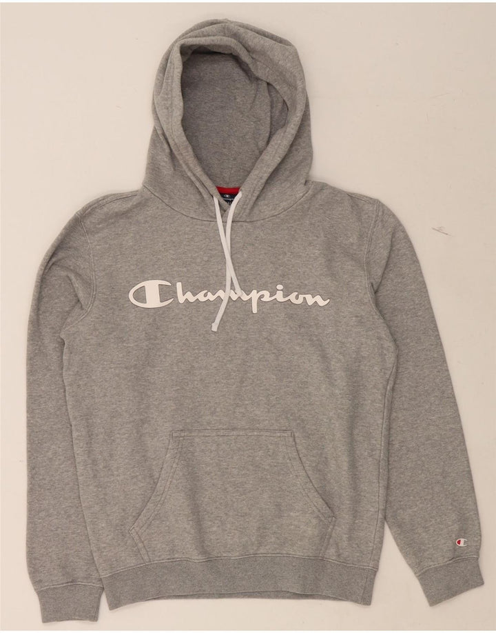 CHAMPION Mens Graphic Hoodie Jumper Small Grey Cotton Vintage Champion and Second-Hand Champion from Messina Hembry 